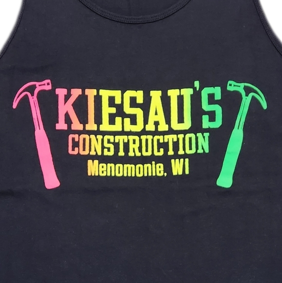 Vintage 90s Tank Top Single Stitch Neon Fruit Of The Loom Label Tag - Picture 2 of 5